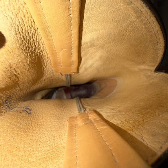 VTG Frye 2308 Western Cowboy Boots Beige Cream Tan size 9.5 Made In USA - Picture 5 of 11